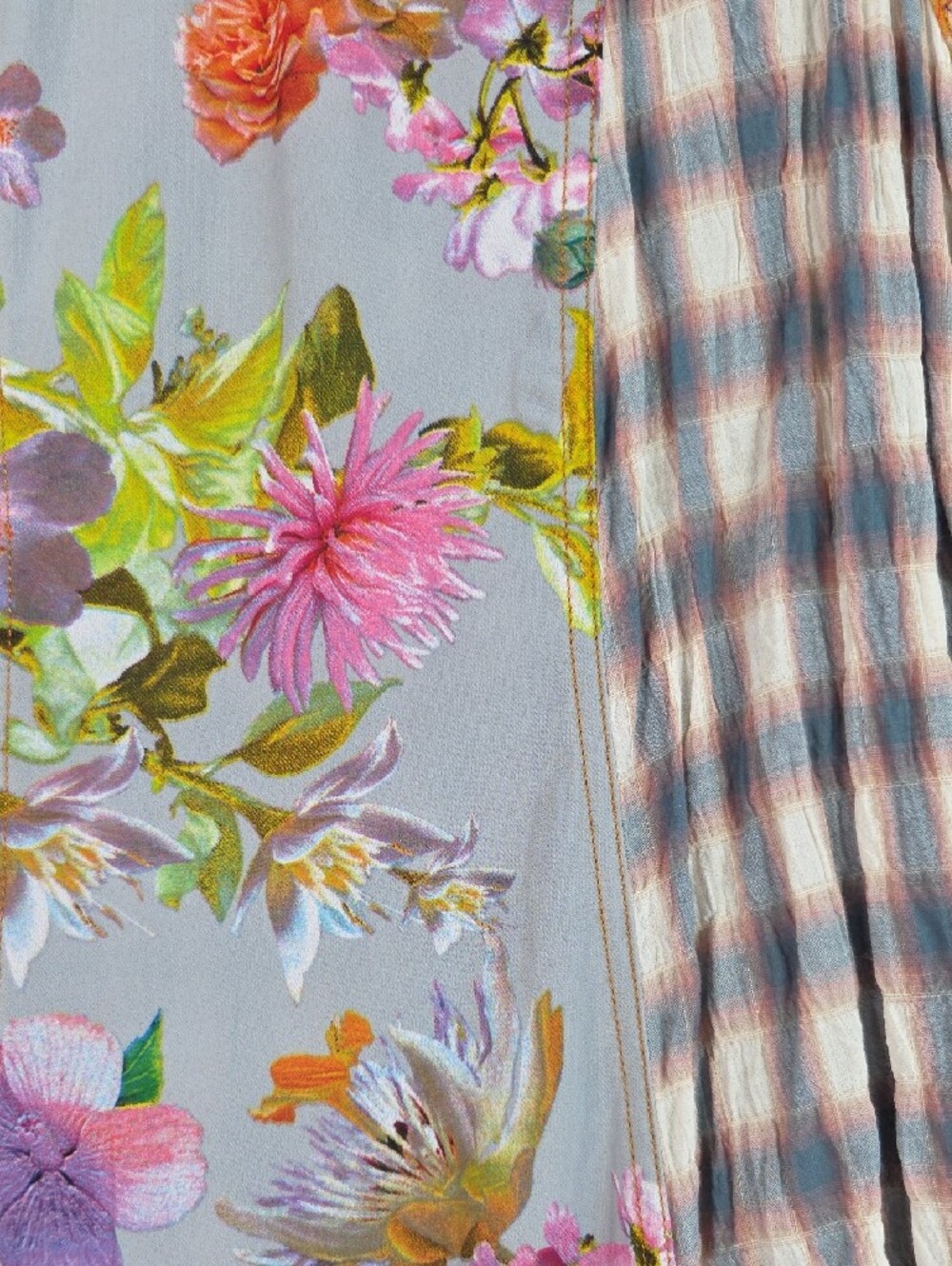 Aratta Silent Journey Women's Maxi Dress - Blue & Rust Plaid, Floral - Picture 9 of 10